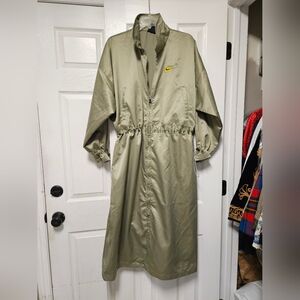 Nike Olive Green Zip-Front Windbreaker Dress with Yellow Logo
